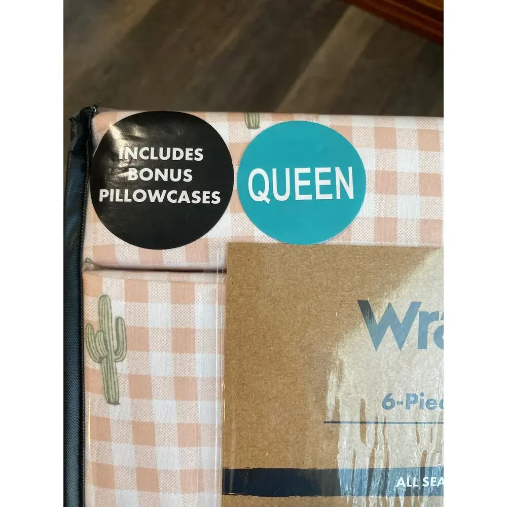 Wrangler 6-pc Queen Sheet Set Cactus Gingham Pink